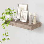 12 Inch Deep Floating Shelves | 24 Inch Grey Floating Shelves | 24''W x 12''D Rustic Grey Wood Shelves for Wall | Deep Wood S