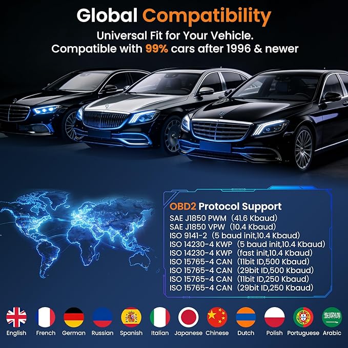 OBD2 Scanner Diagnostic Tool, Code Reader for Check Engine Light with Battery Test, EVAP System(Mode 8), O2 Sensor & I/M