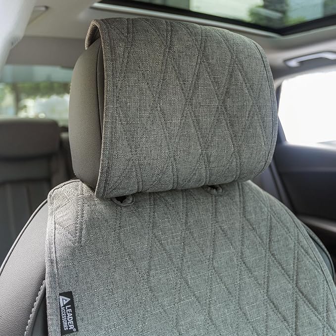 2pcs Sideless Car Seat Covers for All Seasons - Breathable Front Seats Cushions Non-Slip Bottom with Headrest Protectors - Un