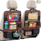 BALEINE Backseat Car Organizer, Back Seat Car Organizers and Storage, Kick Mats Back Seat Protector, Travel Accessories for Most Automotive (2 Pack, Mocha)