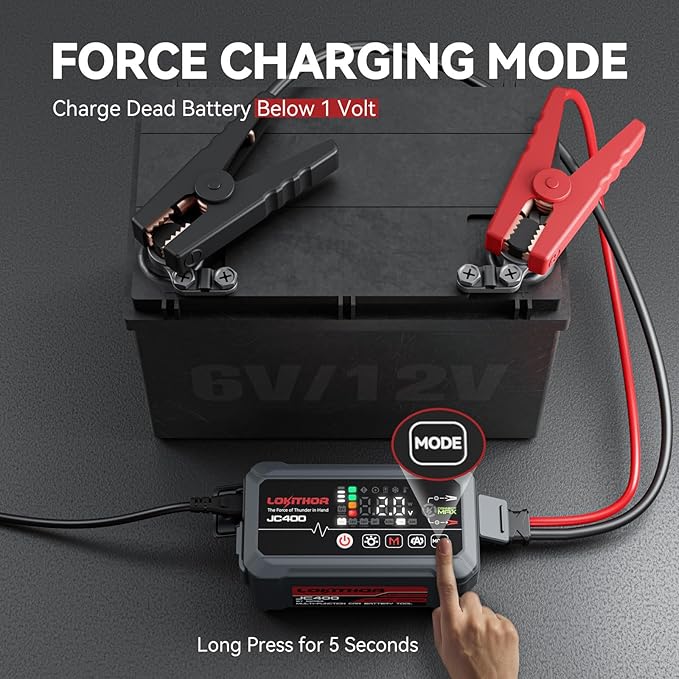 LOKITHOR JC400 9-in-1 Battery Charger and Jump Starter, 2500A 12V Portable Jump Box for Car Upto 8.5L Gas/6.5L Diesel,