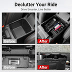LECART Center Console Organizer Tray & Sun Visor Sunglasses Holder Fit for Ford Bronco 2025 4-Door Car Storage Accessories Set with Anti-slip Mats Sturdy ABS Easy Install Interior Upgrade