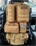 Molle Seat Back Organizer with 5 Pouches, Tactical Seat Covers, Molle Tactical Vehicle Organizers Panel Car Seat Covers Protector for Truck