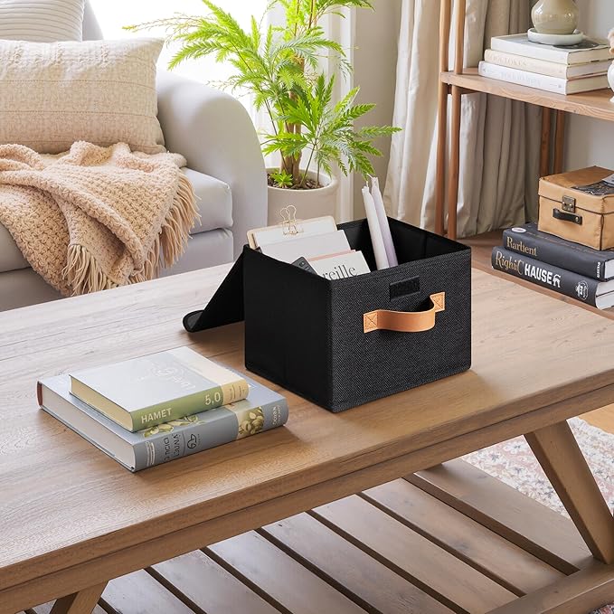 GRANNY SAYS Small Storage Bins with Lids, Small Storage Boxes, Shelf Baskets for Shelf, Collapsible Storage Bins for Living R