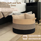 INDRESSME XXXLarge Cotton Rope Basket 21.7" x 21.7" x 13.8" Woven Baby laundry Blanket Basket for Living Room Decor, Toy Stor