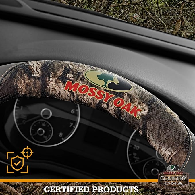 Mossy Oak Full Camo Steering Wheel Cover - Made from Premium Leather, Universal Fit for 14 1/2 to 15 inches - Official Licens