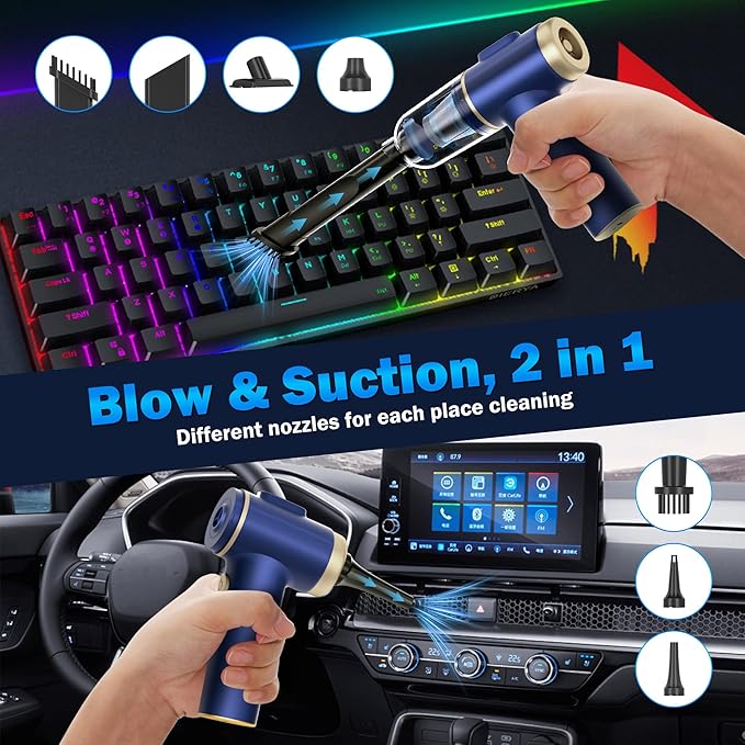 Handheld Car Vacuum Cleaner, 2-in-1 Portable Mini Car Vacuum Cleaner,16000Pa High Power & Air Duster, Handheld Vacuum Cordles