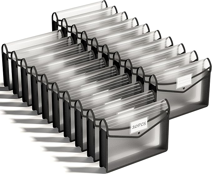 ThinkTex Plastic Expanding File Folder, Transparent envelopes with Snap Closure,No Dividers,Large Capacity,Document Organizer