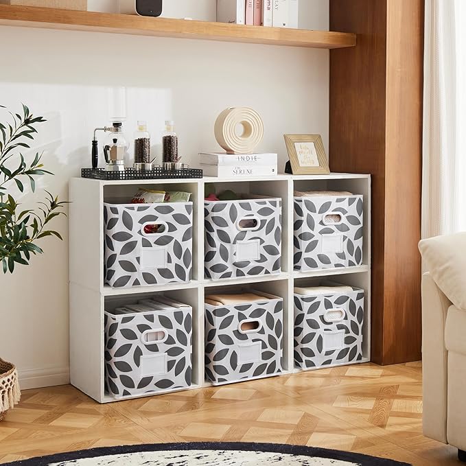 MAX Houser Fabric Storage Bins Cubes Baskets Containers with Dual Plastic Handles for Home Closet Bedroom Drawers Organizers,