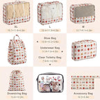 8 Set Packing Cubes for Travel with Clear Toiletry Bag, Durable Luggage Packing Organizers, Carry-On Accessories, TSA Approve