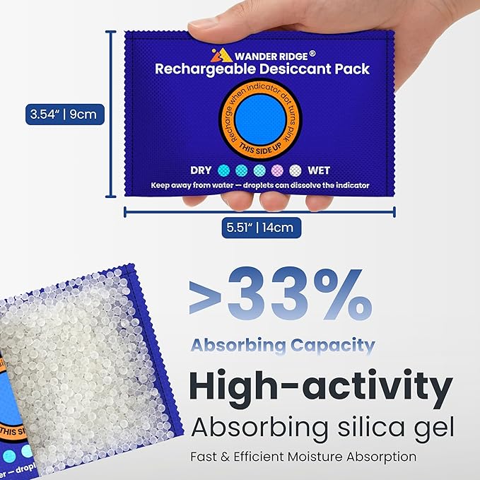 100g Rechargeable Desiccant Packs - Reusable Silica Gel Moisture Absorber, Car Dehumidifier Moisture Absorber with Humidity