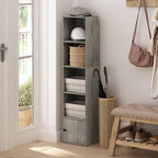 Furinno LUDER Book Shelf, 5-Tier Modern Bookshelf, Bookcase with 1 Door Storage Cabinet, 9.3 x 12 x 52, for Organization and 
