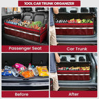 Car Trunk Organizer, Car Storage Organizer, Collapsible Multi Compartment for Car, Suv, Sedan, Truck, 100L, Extra Larger