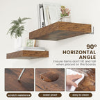 12 Inch Deep Floating Shelves | 24 Inch Brown Floating Shelves | 24" W x 12" D Rustic Wood Shelves for Wall | Deep Shelves fo