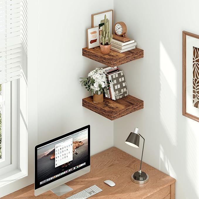 Vivelove 12x12 Floating Shelves for Wall, 12" Deep Shelves with Invisible Brackets, for Living Room Bedroom Bathroom, Farmhou
