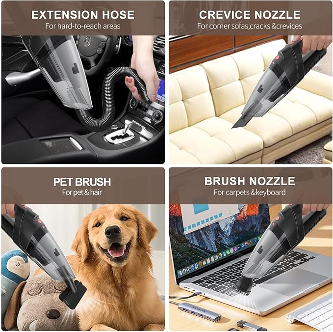 Handheld Vacuum Cleaner, Cordless Vacuum Cleaner, 6.5KPA Super Powerful Suction Cleaner, Rechargeable Portable Hand Vacuum,wi
