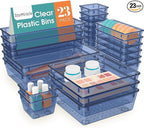 StorMiracle 23 PCS Drawer Organizer Set, 5 Varied Size Bathroom and kitchen Drawer cabinet organizer Trays, Clear Storage Bin