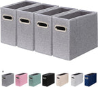 4 Packs Letter Size File Organizer, File Folders Organizer, Fabric Storage Box, Collapsible Paper Organizer with Metal Handle