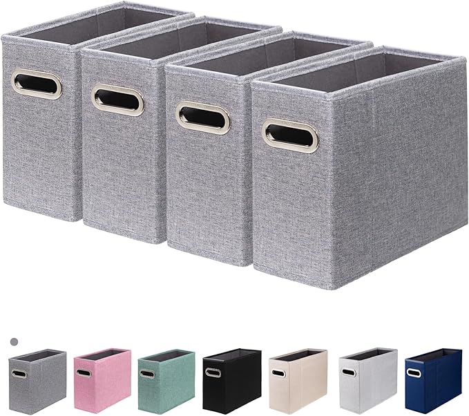 4 Packs Letter Size File Organizer, File Folders Organizer, Fabric Storage Box, Collapsible Paper Organizer with Metal Handle