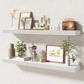 40 Inch Floating Shelves | 6.5 Inch Deep White Floating Shelves Set of 2 | 40" W x 6.5" D Rustic White Wood Wall Shelves with