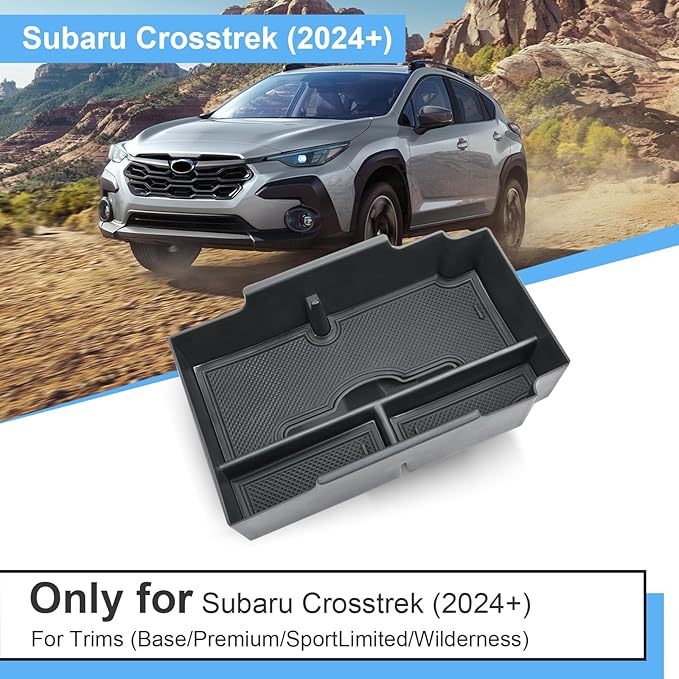 2024 2025 2026 Crosstrek Accessories Center Console Organizer for Subaru Crosstrek (Premium/Sport/Limited/Wilderness),2025 Crosstrek&Impreza Console Tray Insert Organizer with Tissue Box Holder