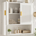 INNOD Bathroom Wall Cabinet, Wall-Mounted Medicine Cabinet with Adjustable Wood Shelf & Doors, Floating Bathroom Cabinet Over