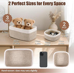 5-Pack Small Woven Rope Storage Baskets – 2 Sizes Organizer Bins for Closet, Shelf, Bookshelf, Nursery, Changing Table, Fabri