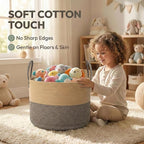JMvicyroam 115L Extra Large Blanket Basket for Living Room - Woven Cotton Rope Laundry Hamper with Reinforced Handles - Stora