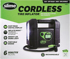 Slime 40080 Cordless Tire Inflator, Rugged Portable Air Compressor Pump with Auto Shut Off, Lithium Ion Battery and LED Light, Rechargeable