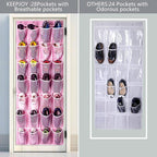 KEEPJOY 28 Pocket Over The Door Shoe Organizer, 2Pack Hanging Shoe Organizer for Door, Hanging Door Shoe Holder Rack with Mes
