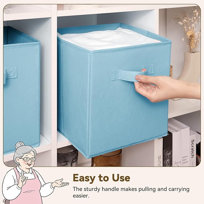 GRANNY SAYS Cube Storage Organizer, 11 Inch 6 Pack Storage Cubes with Handles, Toy Storage Bins for Boys Kids Room, Foldable 