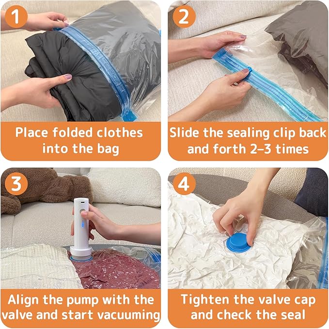 18 Pack Vacuum Bags for Travel with Rechargeable Air Pump, Carry-On Compression Bags for Luggage and Suitcase, Space Saver St