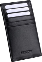 HISCOW Car Sun Visor Card Holder with Elastic Band Fastener - Italian Calfskin (Black)