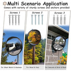 Arcylic Convex Mirror 𝟭𝟮" 𝗦𝗲𝗰𝘂𝗿𝗶𝘁𝘆 𝗠𝗶𝗿𝗿𝗼𝗿, Adjustable Fixing Bracket Wide Angle Clear View for Indoor Outdoor Driveway Parking Garage Warehouse Office (12 inch)
