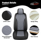 CAROMOP Luxury Faux Leather&Fabric Car Seat Covers Full Set with Breathable 3D Foam Back Support,Universal Comfortable Seat C
