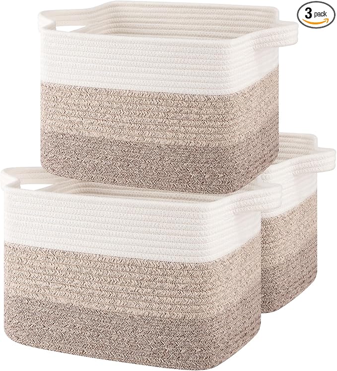 OIASKET Storage Baskets for Organizing, Woven Baskets for Shelves, Rectangle Decorative Organizer for Storage Clothes, Toy, B
