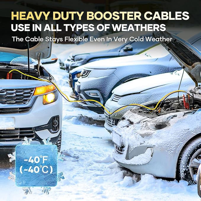 Jumper Cables for Car Battery, 8 Gauge 12 Feet Automotive Booster Cables, for Jump Starting Dead or Weak Batteries with Carry Bag