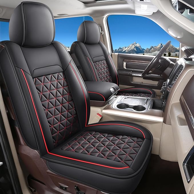 Coverado Dodge Ram Seat Covers Full Set, Waterproof Truck Car Seat Cover Protectors Custom Fit for 2002-2025 Dodge RAM 1500 2
