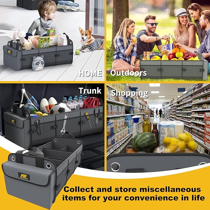 MIKKUPPA Car Trunk Organizer - 100L Large Car Organizer, 1680D Oxford Collapsible Suv Trunk Storage with 2 Adjustable Straps