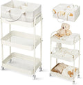 Fortella Baby Diaper Caddy, 3 Tier Rolling Storage Cart for Baby Essentials, Diaper Cart with Detachable Dividers, Storage Or