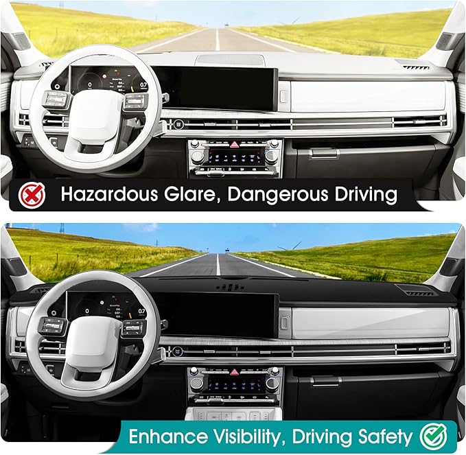 FIILINES Dash Cover for 2024-2026 Hyundai Santa Fe, Dashboard Mat Accessories Dash Cover Sunshade Nonslip Mesh Protector No G