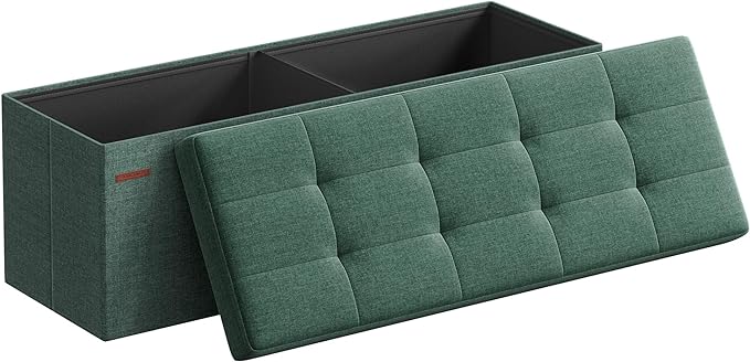 SONGMICS MAZIE Collection - 43 Inches Folding Storage Ottoman Bench, Ottoman Foot Rest, End of Bed Bench, Storage Chest, Load