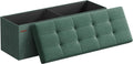 SONGMICS MAZIE Collection - 43 Inches Folding Storage Ottoman Bench, Ottoman Foot Rest, End of Bed Bench, Storage Chest, Load