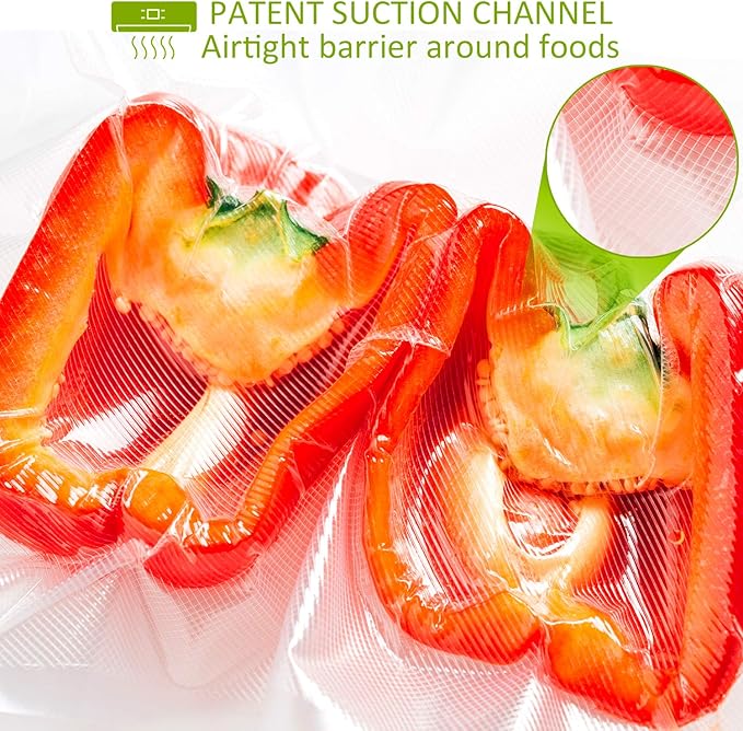 Potane Vacuum Sealer Bags, Precut 150 Gallon 11x16, Quart 8x12, Pint 6x10, Smell-Proof, Puncture Prevention and Heavy duty. C