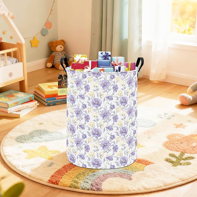 HUNRUNG Laundry Hamper,Large Canvas Fabric Lightweight Storage Basket Toy Organizer Dirty Clothes Collapsible Waterproof for 