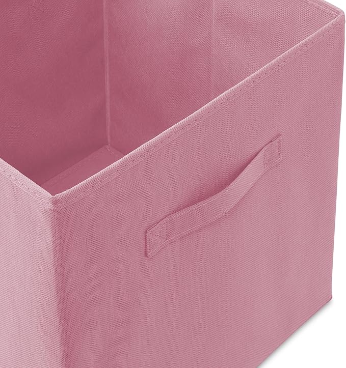 Casafield Set of 6 Collapsible Fabric Cube Storage Bins, Light Pink - 13" Foldable Cloth Baskets for Shelves, Cubby Organizer