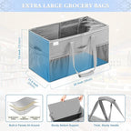 Extra Large Utility Tote Bag, 2 Pack Reusable Grocery Bags Heavy Duty, Sturdy Structured Tote Bag with Pockets & Handles, Foldable Shopping Bags for Groceries, Collapsible Totes with Lids 22x11.5x13in