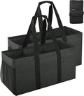 Finnhomy 42L Extra Large Utility Tote Bag, Oxford Fabric Reusable Folding Grocery Bags with Handles and Pockets, 2 Pack