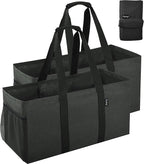Finnhomy 42L Extra Large Utility Tote Bag, Oxford Fabric Reusable Folding Grocery Bags with Handles and Pockets, 2 Pack