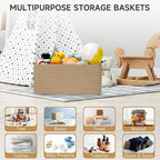 3-Pack Storage Baskets for Organizing | Woven Shelf Toy Basket | Rope Baskets for Gifts Empty | Closet Organizer Bins with Ha
